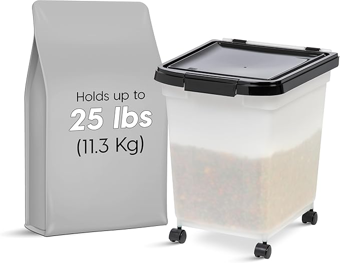 IRIS USA 25 Lbs / 32.5 Qt WeatherPro Airtight Pet Food Storage Container