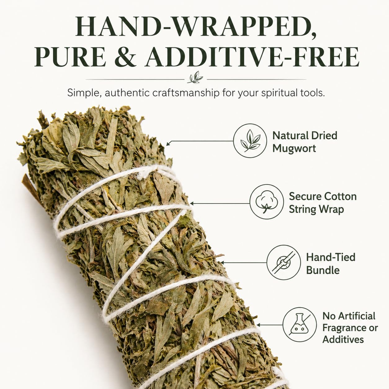 Mugwort Smudge Sticks – 4-Inch Three Pack | Natural Mugwort Bundles for Meditation, Rituals, Space Cleansing, and Spiritual Atmosphere Enhancement