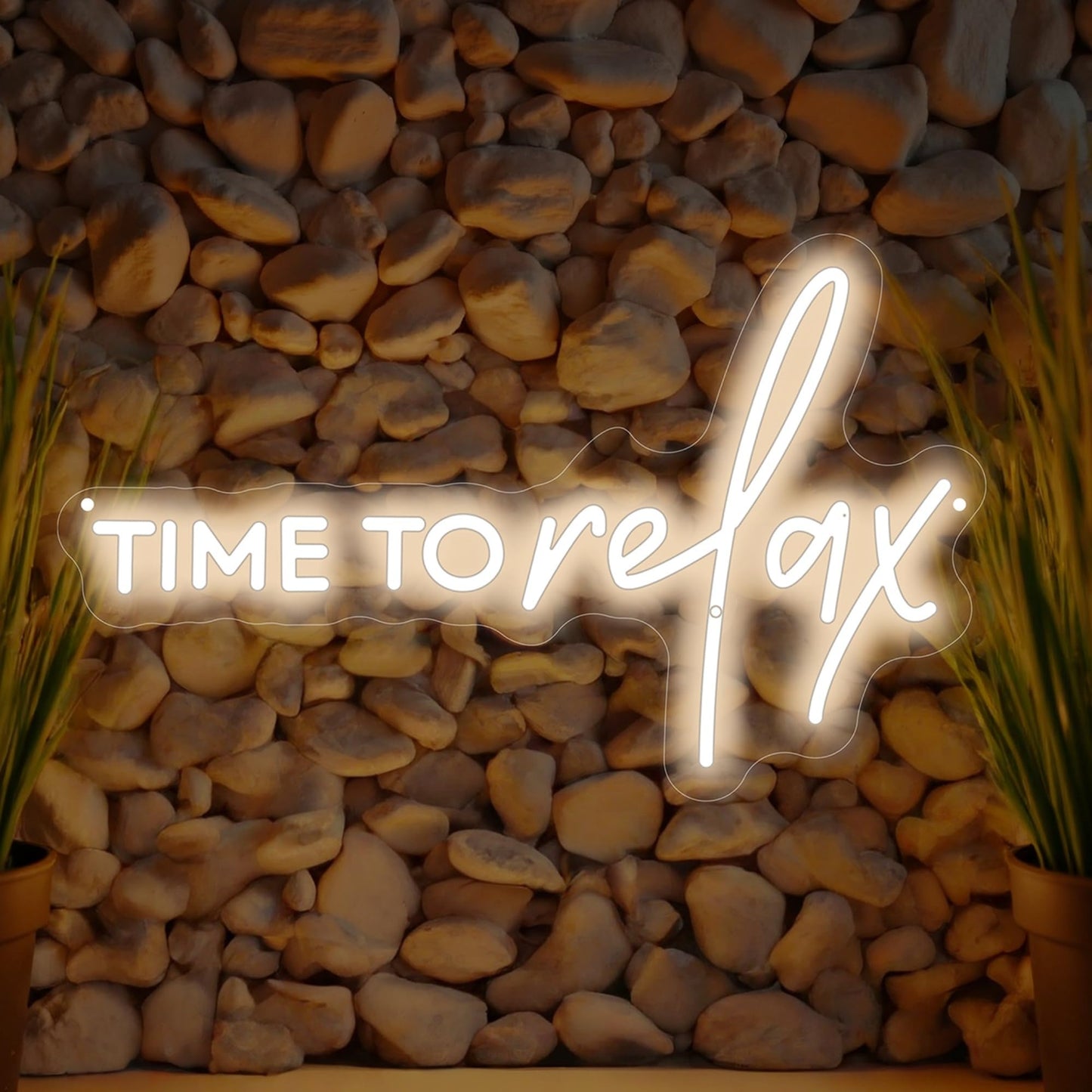 Time To Relax Warm White Neon Sign, Wedding Event Wall Decor Party Beauty Salon Hair Welcome Quote Led Light Sign, Dorm Bedroom Wall Decor, Opening Gifts, Christmas Birthday Gifts, Spa Relaxing Wall Art-17.7"