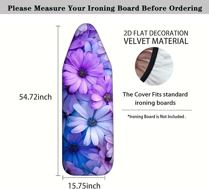 Nuxovilar Purple & Blue Floral Pattern Ironing Board Cover, 15×54 inch