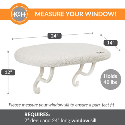 K&H Pet Products Kitty Sill Cat Window Hammock Perch Bed, Soft Fleece Cover, Easy Fit, Machine Washable Cover, 35.5cm x 60.96cm, Cream