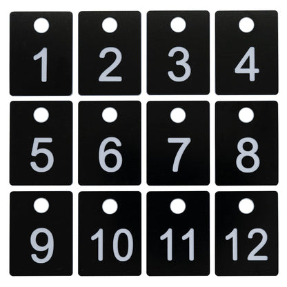 StayMax ABS Plastic Numbered Key Tags Rectangle ID Tag Number Disc with Hole (1-50, Black)