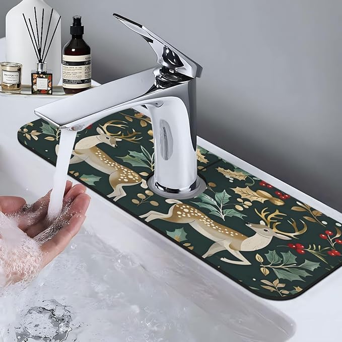 Christmas Kitchen sink faucet pad, strong water absorption, anti slip, very