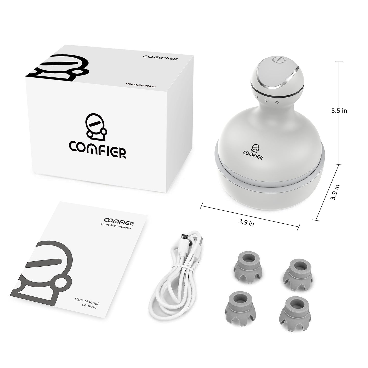 COMFIER Electric Scalp Massager with Mutlti-Modes Vibration, Portable Handheld Head Scratcher for Hair Growth,Waterproof Head Massager for Full Body,Dog Cat Massager for Deep Clean and Stress Relax