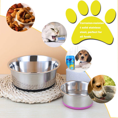 SUOXU Thick Stainless Steel Dog Bowls, Large Dog Bowl With Non-slip silicone Bases, 2500ml Large Dog Feeder Bowls And Water Bowls(XL-25.5cm)