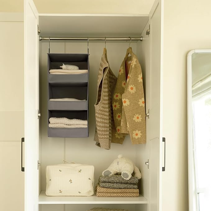 GRANNY SAYS 3-Shelf Hanging Closet Organizer and Storage, Collapsible Hanging