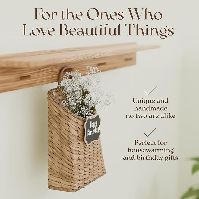Boho Woven Wall Hanging Basket – Water Hyacinth Flat Back Basket