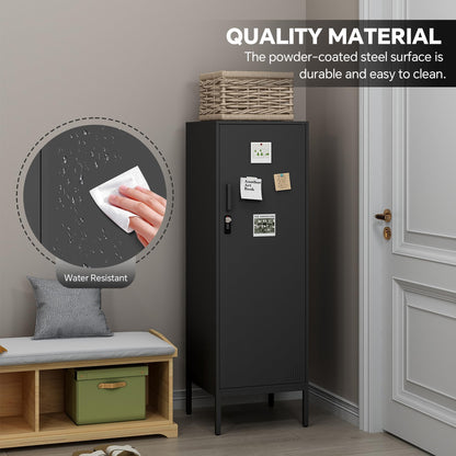 Steehoom Metal Storage Cabinet with Lock, 4 Tier Lockable Cabinet, Lockers for Employee, Changing Room,Home, Office, School, Gym, Garage (Black, 15.75" D x 15.75" W x 49.21" H)
