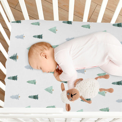 Burbuja Christmas Tree Crib Sheet for Boys Girls, Fitted Crib Sheet 28 x 52 in for Standard Crib & Toddler Bed Mattresses, Soft & Breathable