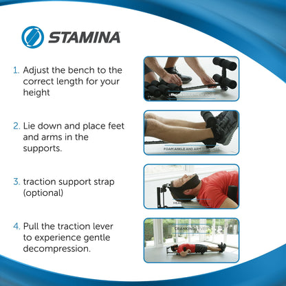 Stamina Inline Back Stretch Bench with Cervical Traction - Back and Neck Decompression - Inversion Table Alternative - Up to 250 lbs Weight Capacity