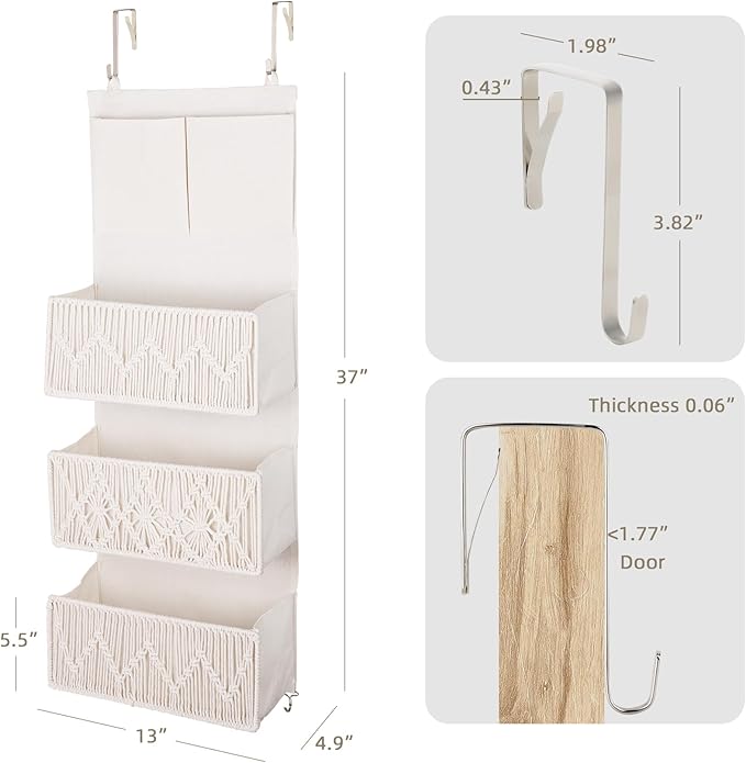 ANTIS'S HOME Over The Door Organizer Boho Bedroom Decor Nursery Storage