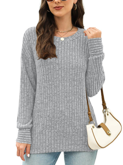 JomeDesign Sweaters for Women Long Sleeve Shirts Crew Neck Sweatshirt Lightweight Casual Tunic Tops