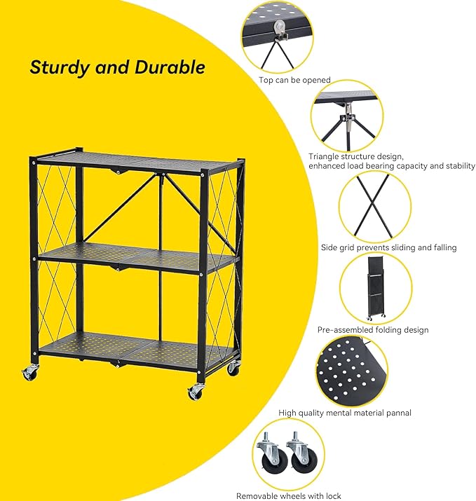 BRIAN & DANY 3-Tier Foldable Storage Shelves