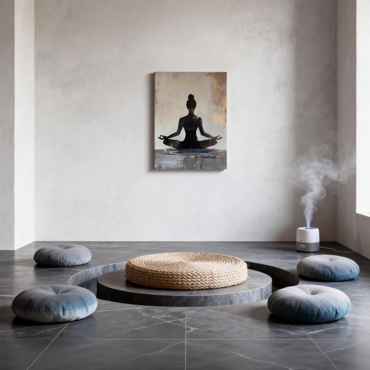 LYYGLYY Framed Zen Canvas Wall Art, Serene Meditation Print Wall Art, Modern Yoga Girl Poster Artwork for Walls, Minimalist Wall Decor for Yoga Room，Bedrooms, Living Rooms 16×24 Inches
