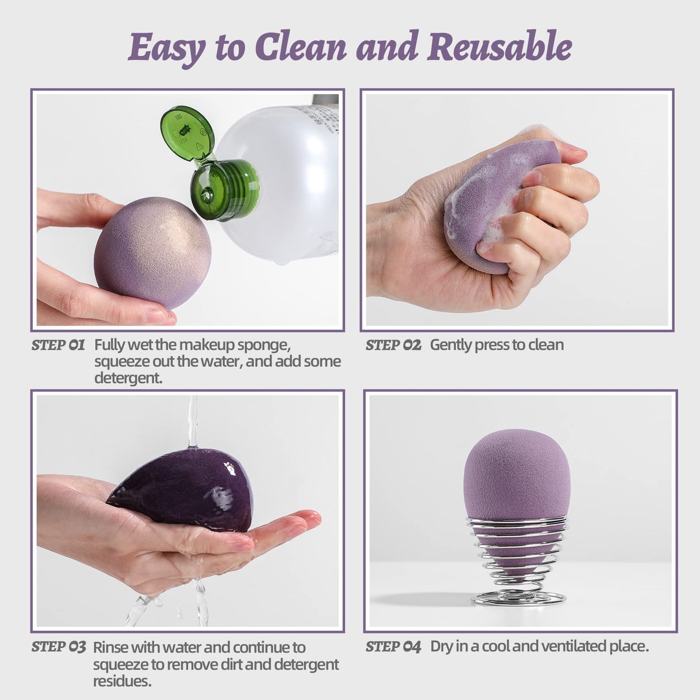 Makeup Sponge Set BS-MALL with Storage Case 7 Pcs for Liquid, Cream, and Powder,SAVE Foundation with 1 Mini Makeup Sponge For Travel Daily Use (A-Pink）