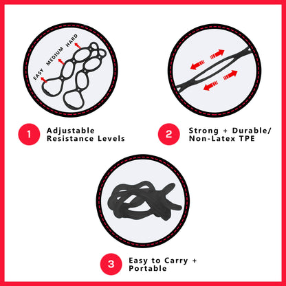 Walk at Home Resistance Bands 7 Ring Adjustable Resistance Bands for Working Out Home Workout Walking Exercise Workout Bands Fitness Program Exercise Bands Stretch Bands for Recovery, Black