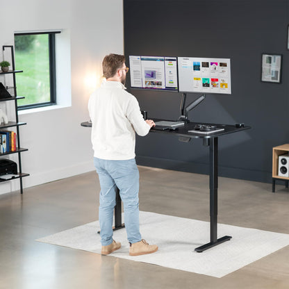VIVO Electric 63 x 32 in Standing Desk, Touch Screen Adjustment, 220 lb Frame Support, 2E Series, Black Top Black Frame, DESK-KIT-2E1B