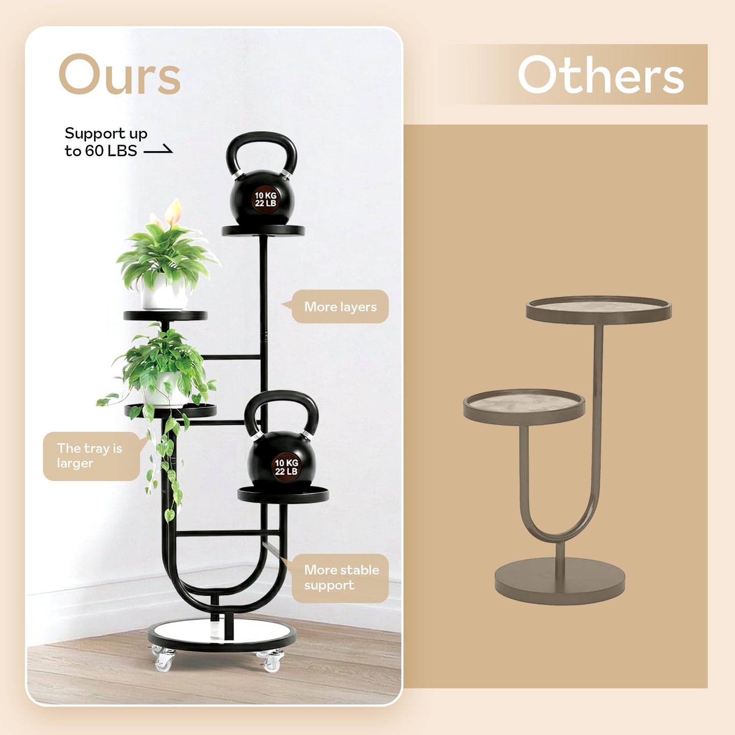 Xizlapu 4 Tiered Tall Plant Stand, Corner Display Rack, Multi-tier Planter Holder for Indoor Living Room Balcony Garden Patio
