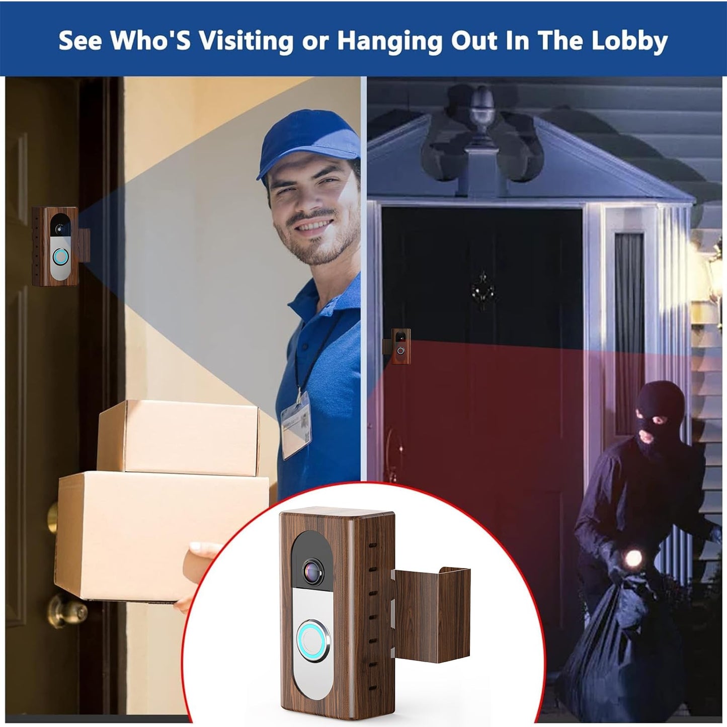 KIMILAR Anti-Theft Video Doorbell Mount Compatible with Ring/Blink Wireless Video Doorbell, Adjustable Mounting Bracket Accessories for Houses, Apartments, Businesses, Not for Security Door