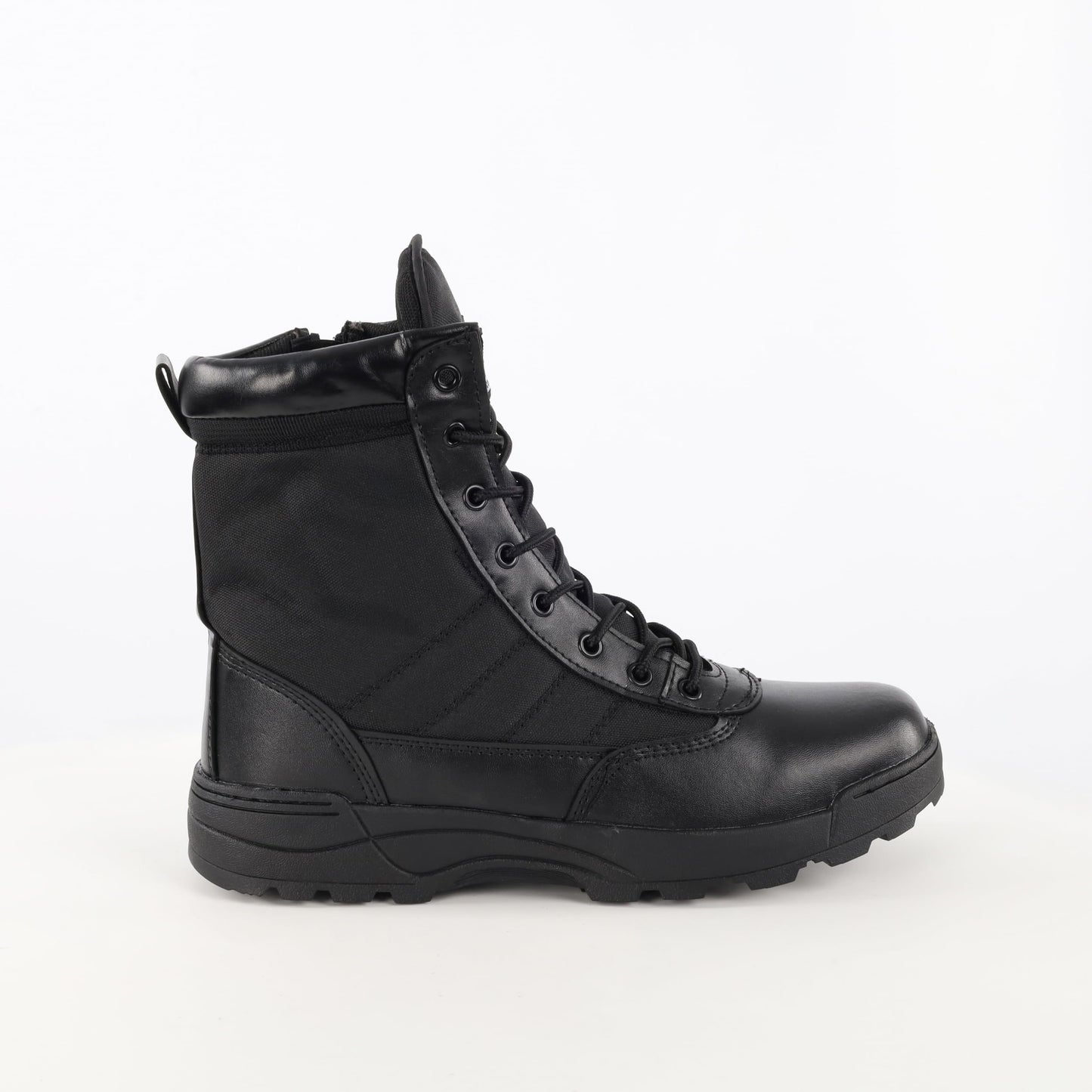 Mens MIG side zip & lace up Army Tactical Combat Boots (Black, UK9)
