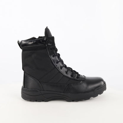 Mens MIG side zip & lace up Army Tactical Combat Boots (Black, UK9)