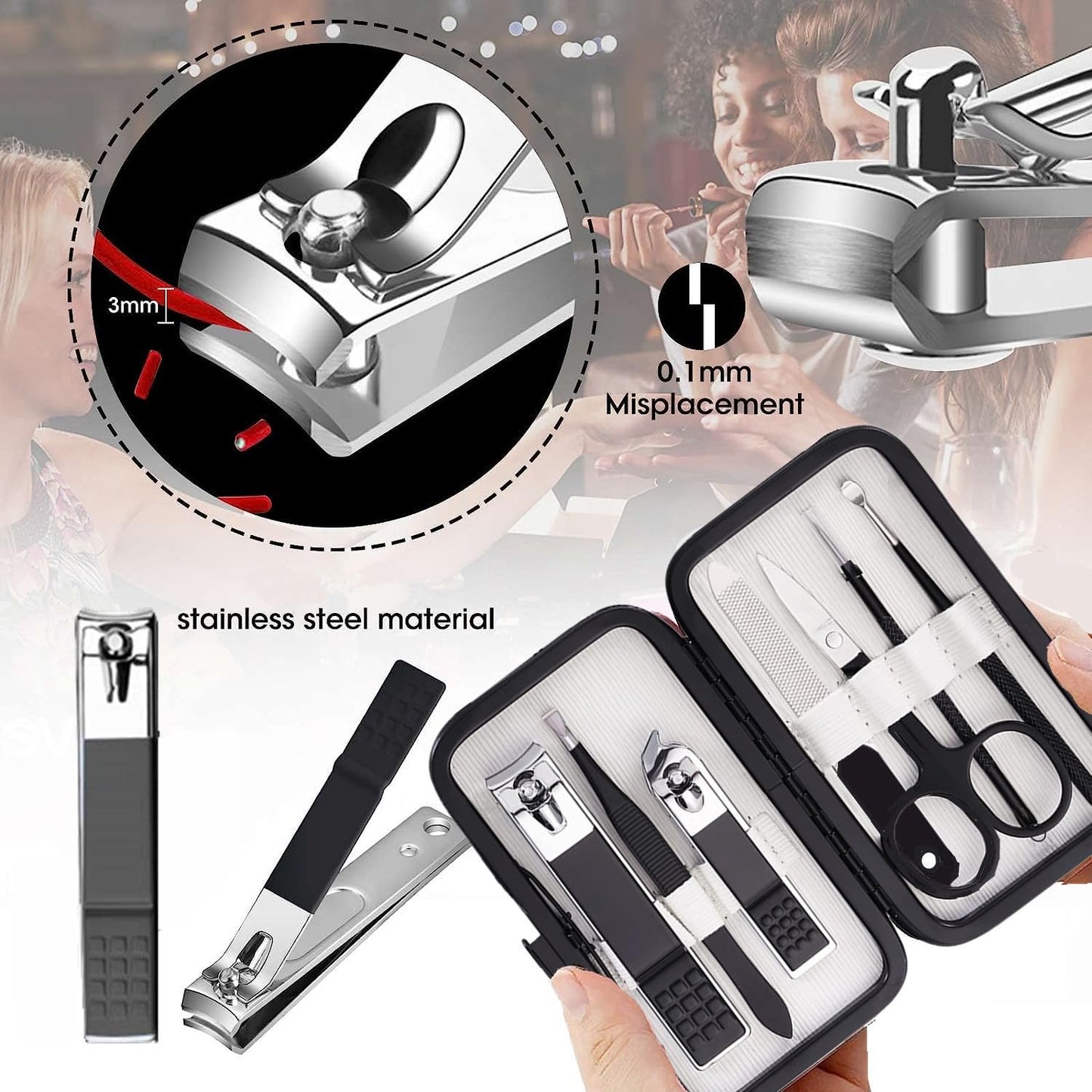 Manicure Set Nail Clipper Set Men Women Nail Clippers Toenail Fingernail Cutters Personal Care Tools Manicure Pedicure Tools with Travel Case Grooming Kit Present for Men Women Family Friends