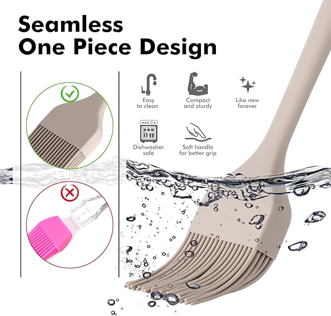 HOTEC Basting Brushes Silicone Heat Resistant Pastry Brushes Spread Oil Butter