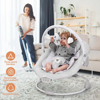 LADIDA Soft Padded Lamb Bouncer, Suitable for Newborns 0-6 Months, Soothing Music and Vibration