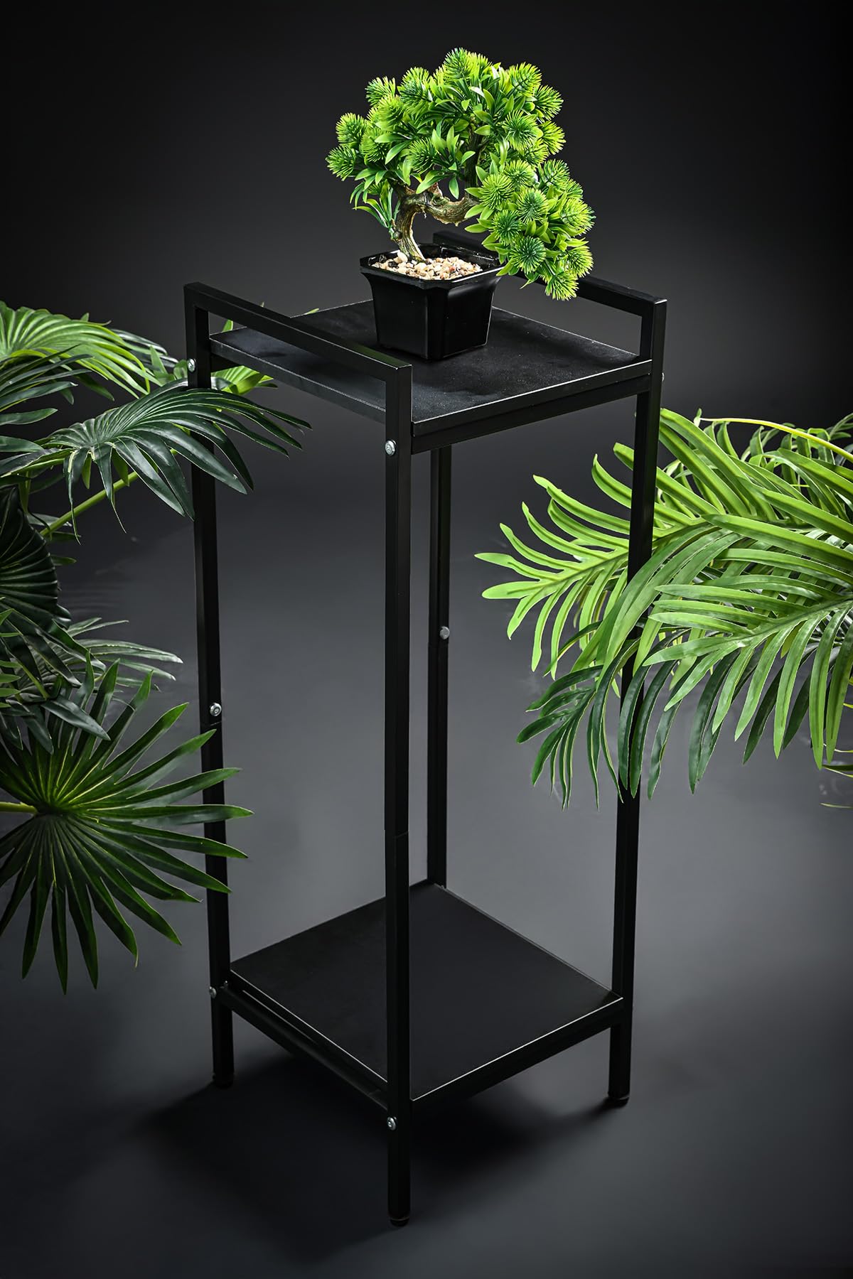 GOLDSRON Tall Plant Stand for Indoor Plant: 2 Tier Metal Modern Small Single Plant Shelf - Floor Flower Storage Side Table Holder for Living Room Balcony Garden