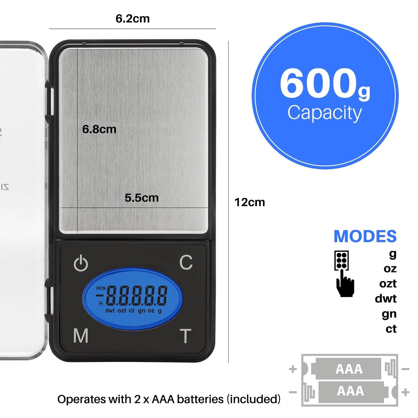 Smart Weigh ZIP600 Slim Digital Pocket Scale with Counting Feature 600 x 0.1g