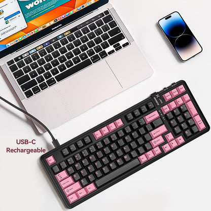 AUSDOM 98Pro Silent Mechanical Keyboard, Wireless Hot Swappable Gaming Keyboard with Backlit,Gasket Structure,Pre-lubed Tactile Switches,2.4GHz/Type-C/Bluetooth Custom Keyboards (Green & White-Silent)