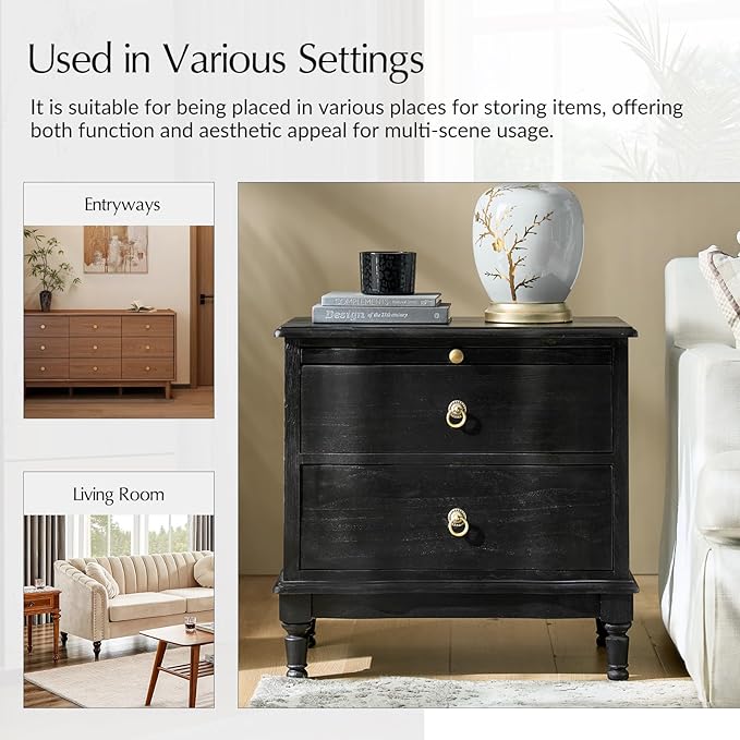 HULALA HOME Solid Wood Storage End Table