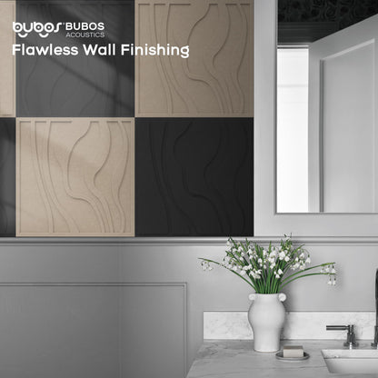BUBOS Art Acoustic Wall Panels 6 Pack - 23.6"x23.6" Self-adhesive Sound Proof Panels, Decorative Sound Absorbing Panels for OFffice, Home Theater & Studio Recording Equipment, Camel