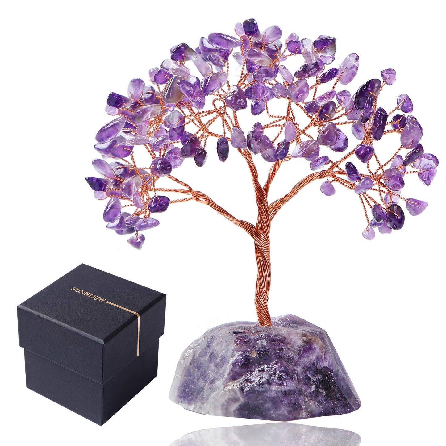 Sunnlejw Amethyst Crystal Tree of Life, Chakra Tree Gifts for Women Purple Room Decorations,Crystals and Healing Stones Reiki Positive Energy, Feng Shui Office Desk Decor Meditation
