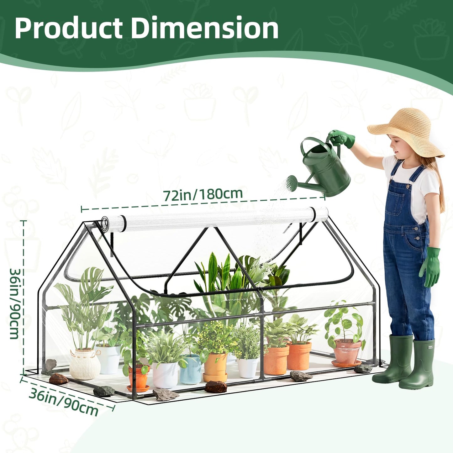 Superlele Mini Greenhouse for Outdoor, 6x3x3FT Portable Walk-in Greenhouse with 2 Large Zipper Doors, Transparent PVC Cover for Plant Protection, Ideal for Raised Garden Bed, Spring Gardening