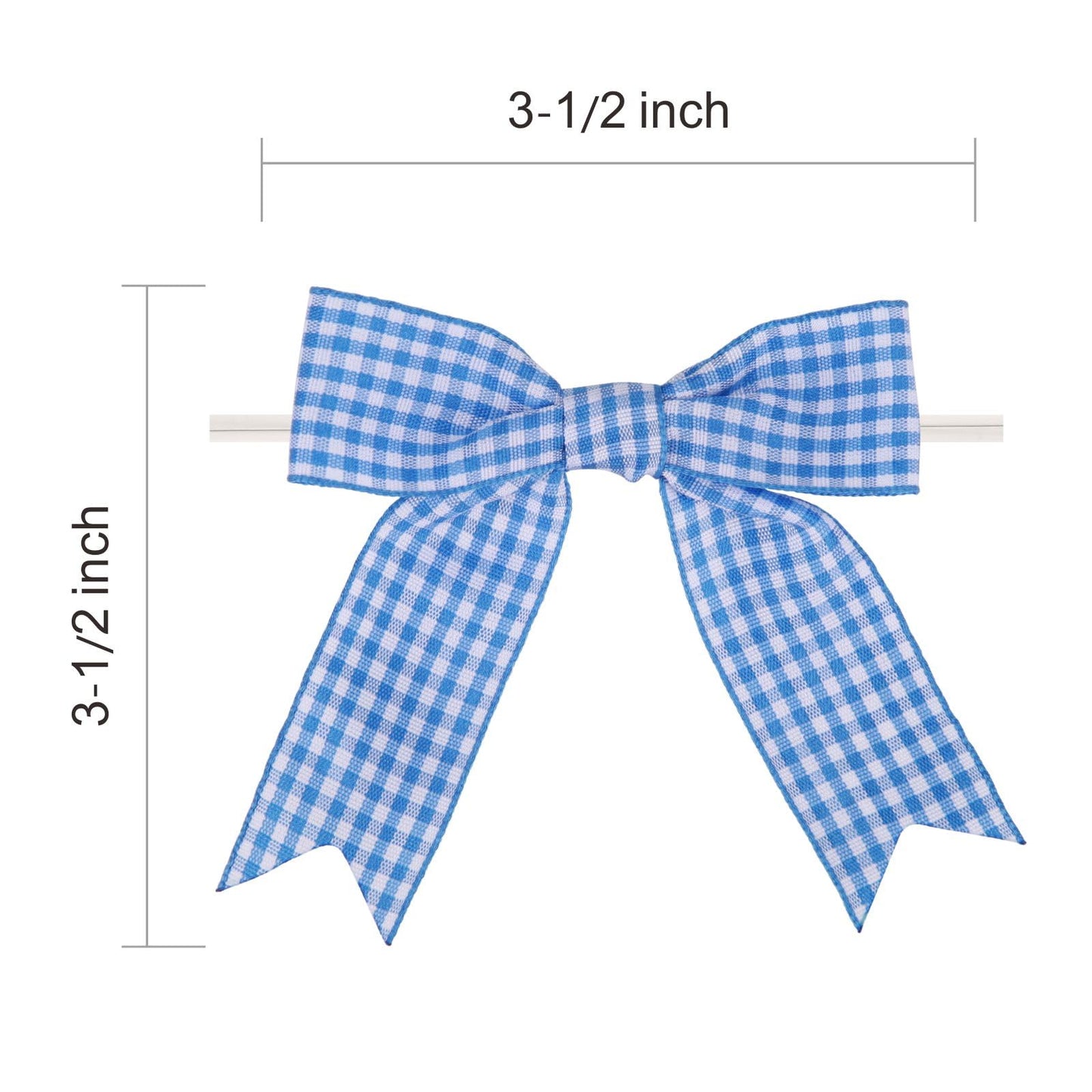 Meseey 30 Pcs 3.5 Inches Gingham Ribbon Bows with Twist Tie Blue and White Buffalo Check Premade Craft Bows for Gift Wrapping Basket Wedding Baby Shower Brithday Party(BlueW)
