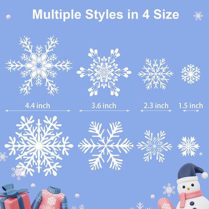 NEWMIAO 438Pcs Snowflake Window Cling Stickers for Christmas Decorations, 10 Sheets Christmas Window Clings of Different Shapes Xmas Decals for Glass Home Decor Indoor and Outdoor Party Supplies