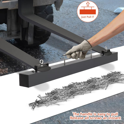 60" Heavy Duty Magnetic Sweeper - 140LB Capacity Industrial Magnet Bar for Nails, Screws & Metal Debris - Quick Release Lever for Construction Sites & Driveways