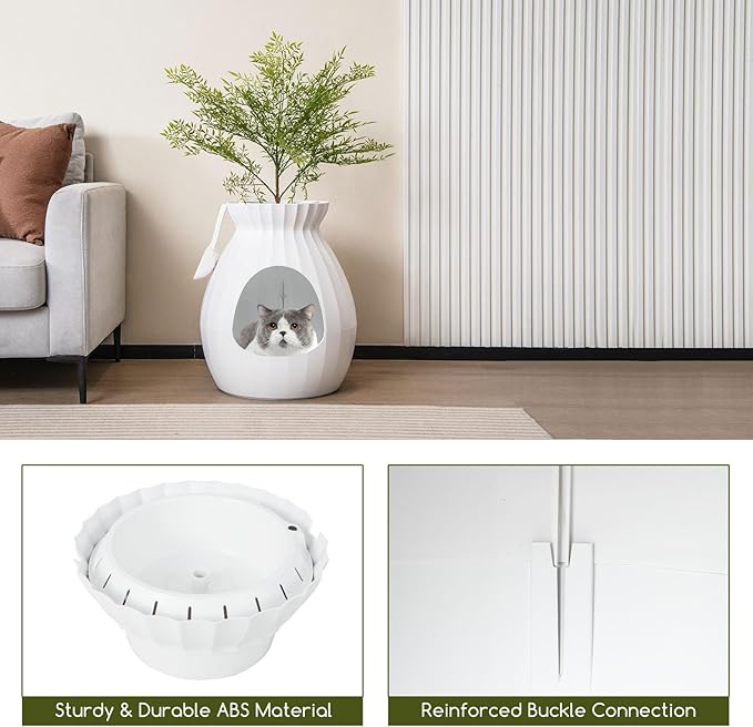 Tangkula Plant Litter Box, Hidden Cat Litter Box Enclosure Furniture