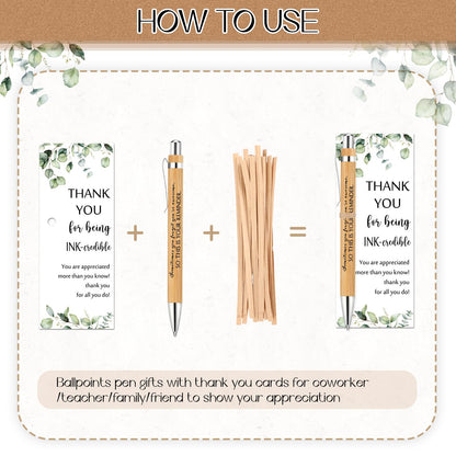 Yeaqee 36 Sets Employee Appreciation Gift Bulk Thank You Inspirational Bamboo Pen with Card Appreciation Gift for Nurse Teacher Admin Professional Volunteer Coworker Staff (Your Reminder)