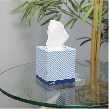 Genuine Joe Facial Tissue Cube Box, 7.9" x 7.5", 2-Ply, 85 Sheets/Box, 36 Count
