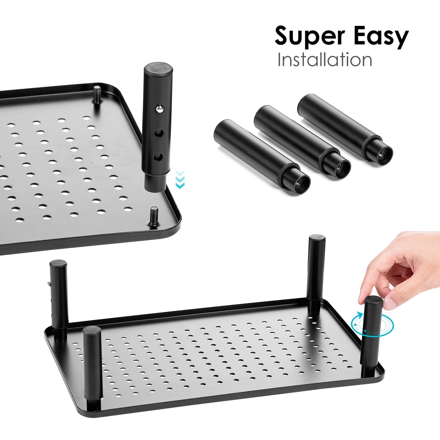 LOTEYIKE TV/Monitor Riser Desktop Stand, Flat Screen, Sturdy Metal Laptop Computer Shelf for Printer, iMac, 3 Height Adjustable PC with Mesh Platform , 2 Pack