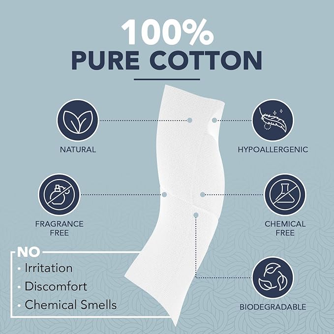 100% Pure Cotton Face Towels – 80 Count Large Disposable Wash Cloths