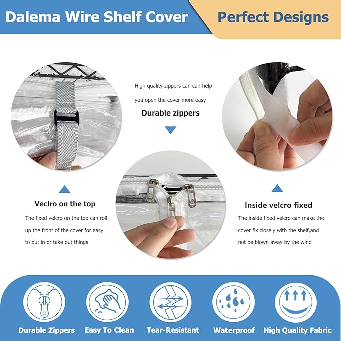 Waterproof Shelf Cover,Durable Dustproof Storage Wire Rack Covers,Outdoor Shelving Covers for Wire Shelves with Zipper 42''x18''x72'',Clear,Cover Only