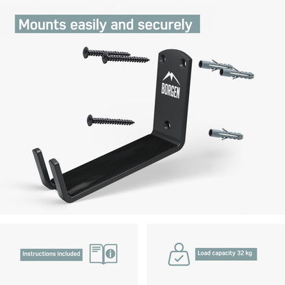 Borgen Bike Wall Mount - Bike Wall Rack Pedal for E-Bike, MTB or Road Bike with Support Bracket and Wall Protection Pads