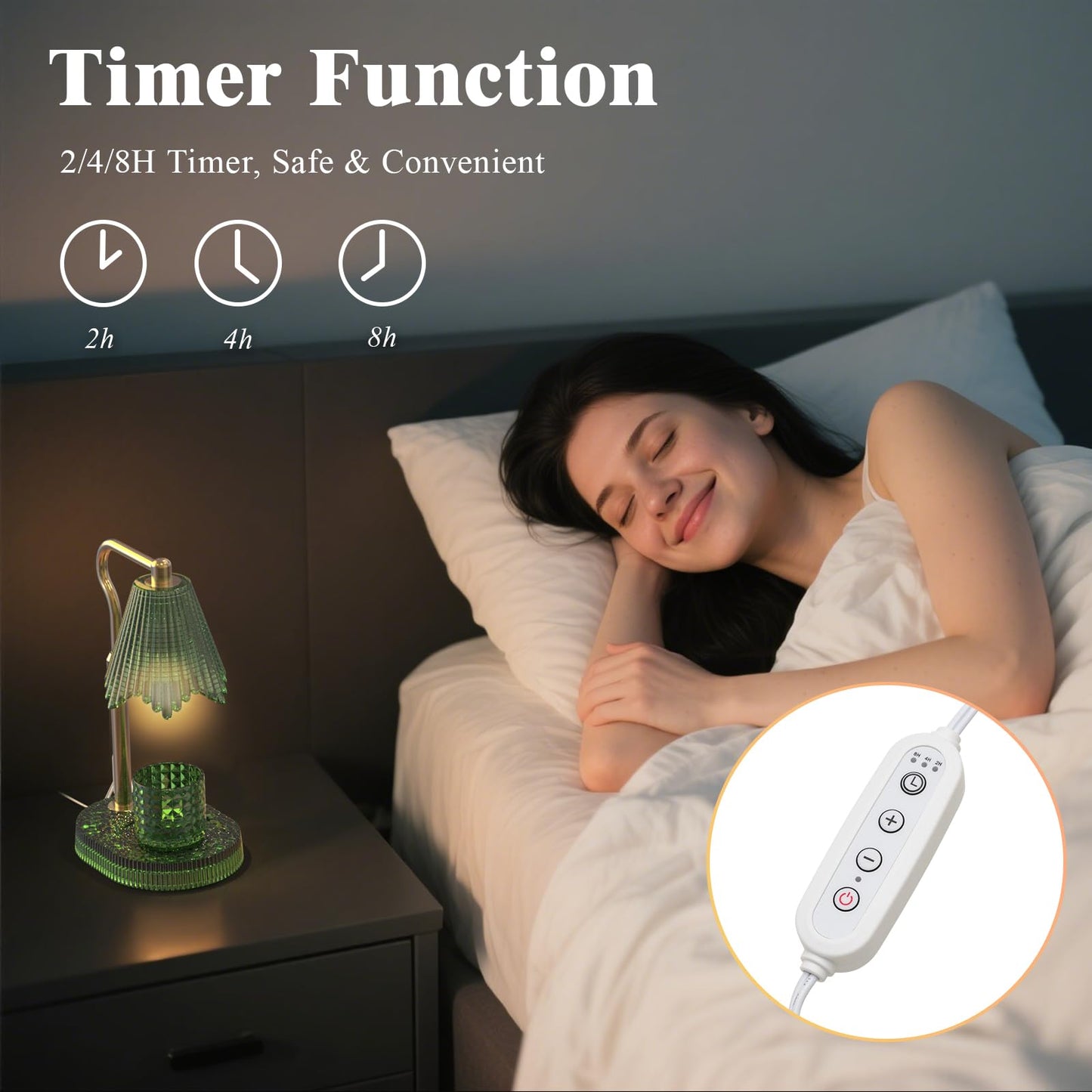 WYghyronic Candle Warmer Lamp with Timer & Dimmable 4-Level Brightness - Adjustable Height,for New Home Bedroom, Gifts for Women (Green)