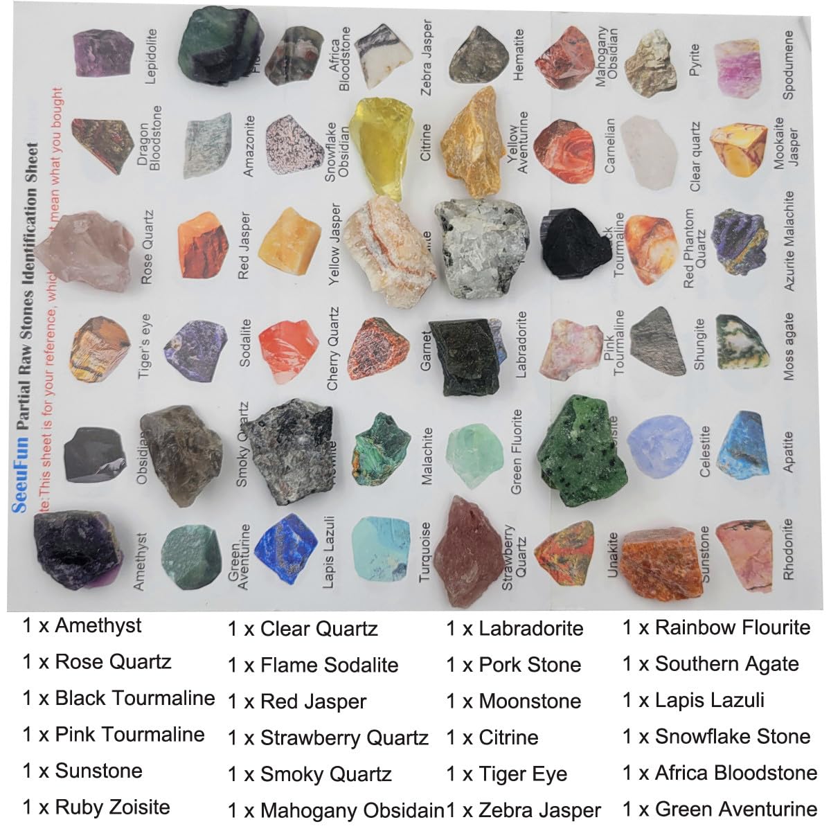 Rock & Mineral Collection Kit for Adults and Kids Natural Rocks for Tumbling Polishing Gemstone Raw Crystals Rough Stones for Wicca & Reiki (24Pcs)