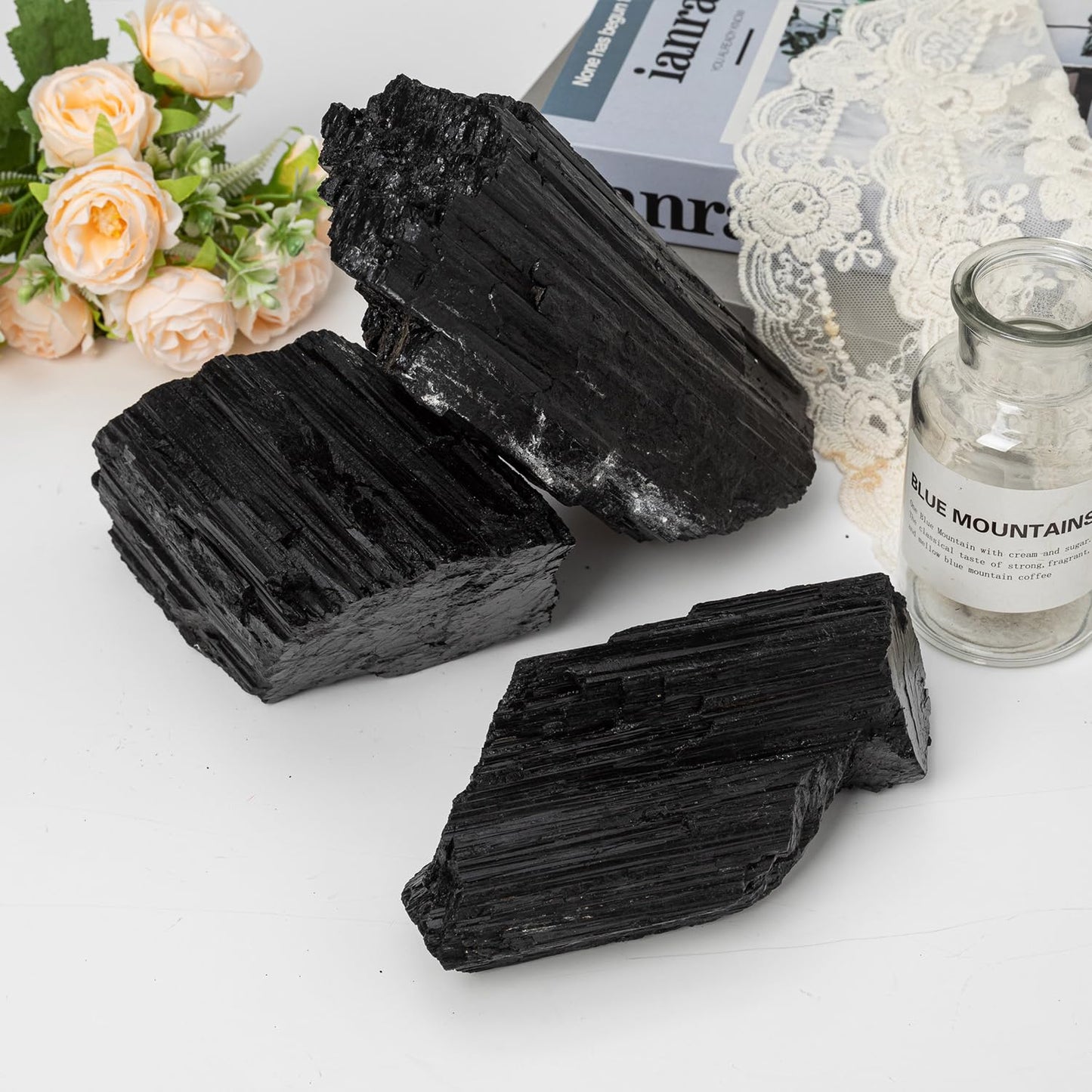 SMOHEAL Large Raw Black Tourmaline Crystal Natural Rough Stone Healing Crystals for Meditation Reiki Energy Decoration 4-6lbs