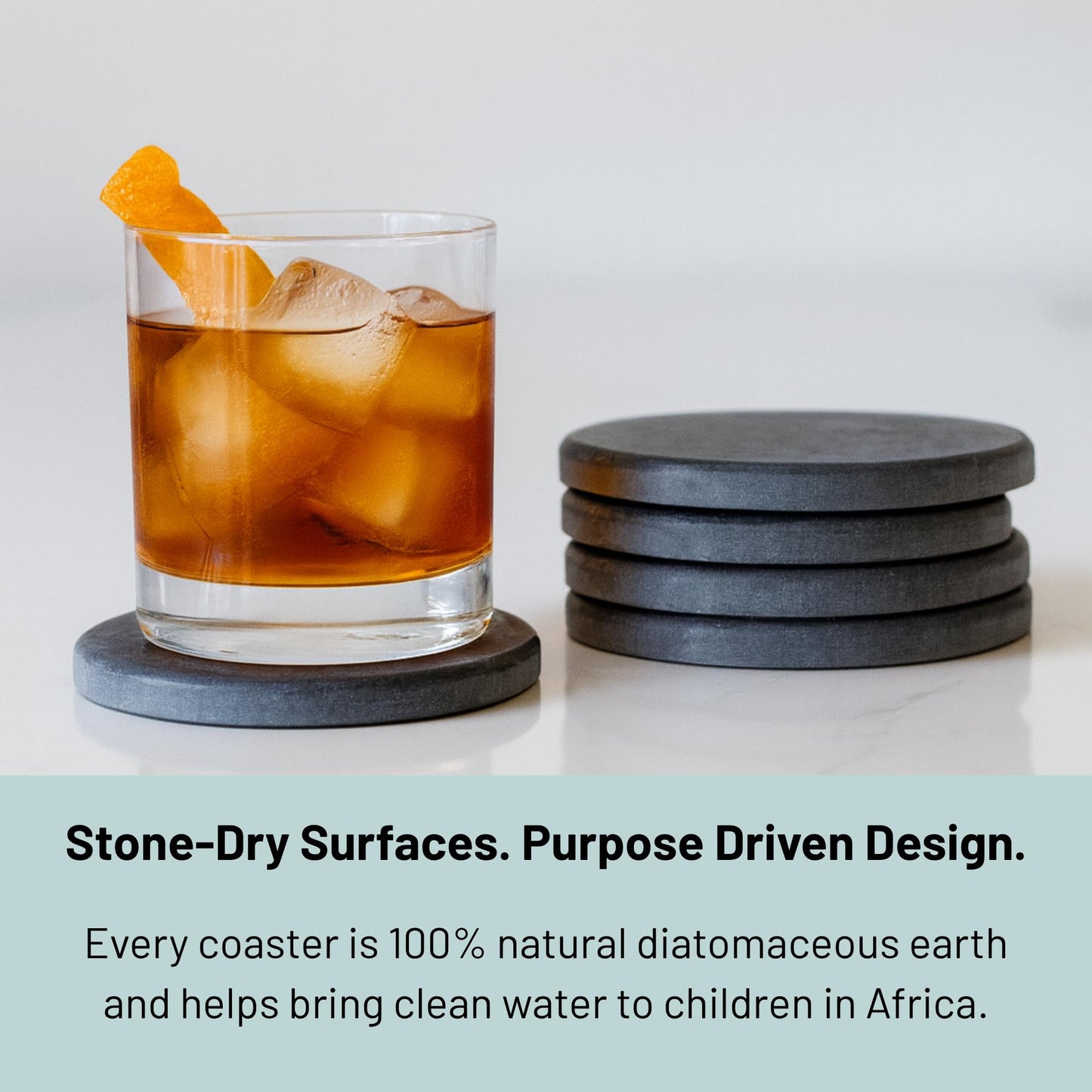 Siren Stone Diatomaceous Earth Coasters Set of 4 | Absorbent Stone Coasters for Drinks | Quick Dry, Water Absorbing | Non-Toxic, BPA-Free | Female Founded USA Brand