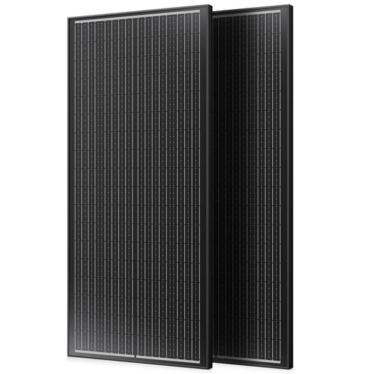 Rvpozwer 18BB 200W Solar Panel, 2Pcs N-Type 12V/24V 100 Watt Solar Panels, 25% High Efficiency Monocrystalline Solar Module, for RV, Boat, Marine, Trailer, Farm, Rooftop and Home Off-Grid System